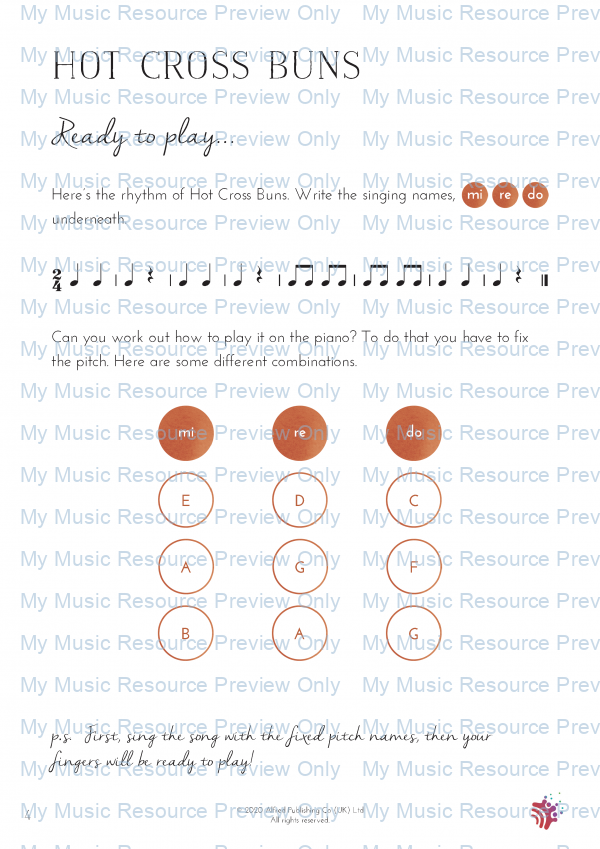 Hot Cross Buns piano 3