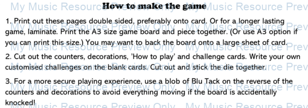 Musical Christmas board game instructions