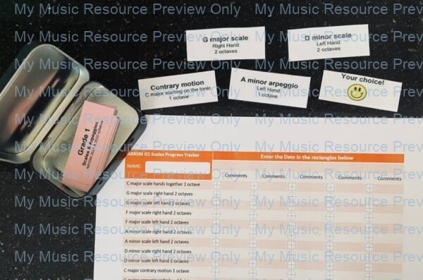 Scale cards & progress trackers ABRSM