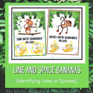 Line and Space Identification Bundle (No Note Names) | Monkey themed