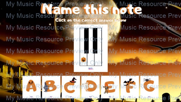 Halloween Digital Keyboard Game: Name the Note 2