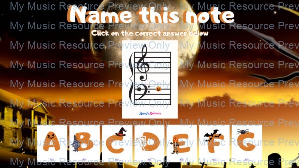 Halloween Digital Keyboard Game: Name the Note 1