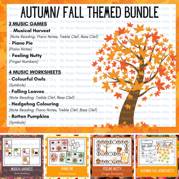 Autumn music games and worksheets