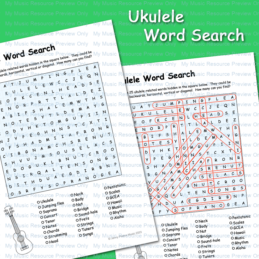 Ukulele Word Search My Music Resource