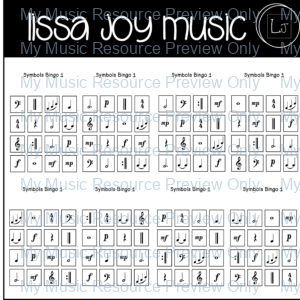 Music Symbols Bingo Game