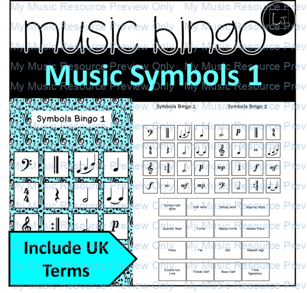 Music Symbols Bingo Game