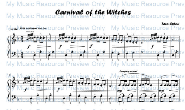 Carnival of the Witches piano piece blurb