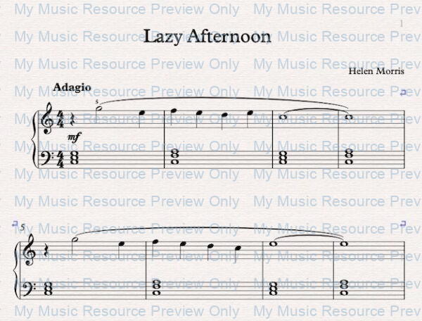 Lazy Afternoon score preview