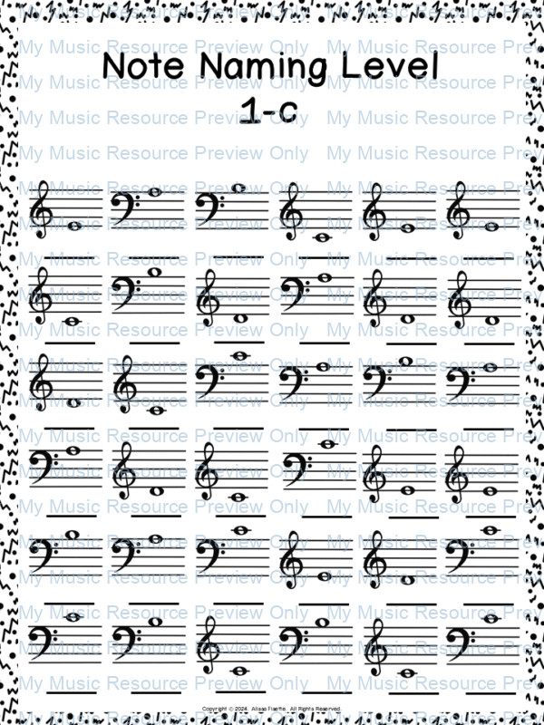 Music Note Reading Worksheets 1