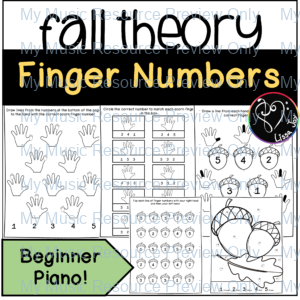 Fall Piano Finger Number Worksheets