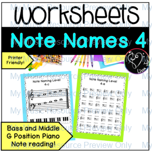 Music Note Reading Worksheets L4 | G positions