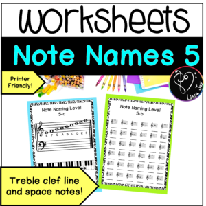 Music Note Reading Worksheets L5 | Treble Clef Lines and Spaces