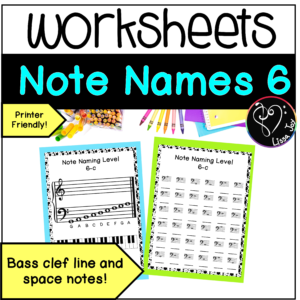 Music Note Reading Worksheets L6 | Bass Clef Lines and Spaces