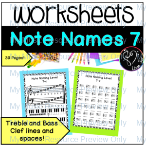 Music Note Reading Worksheets L7 | Treble and Bass Clef Lines and Spaces